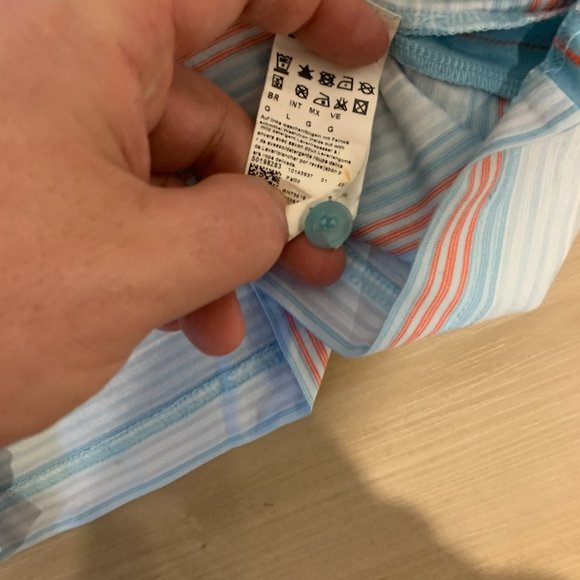 Men's Hugo Boss Polo shirt Modern fit size Large in blue red white stripes - Picture 9 of 11